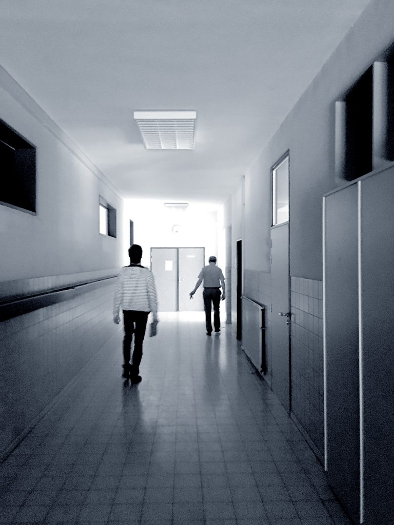 Corridor in one of the classroom buildings